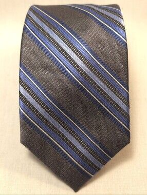 Pronto Uomo Blue and Gray Diagonal Stripe Silk Tie